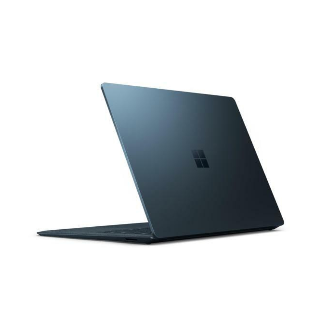 Black laptop with Microsoft logo on a white background