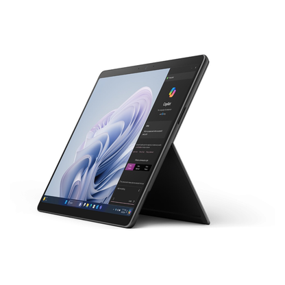 Microsoft Surface Pro X SQ2 13-inch touchscreen laptop with black keyboard, 16GB RAM, and 512GB SSD, 2-in-1 design.