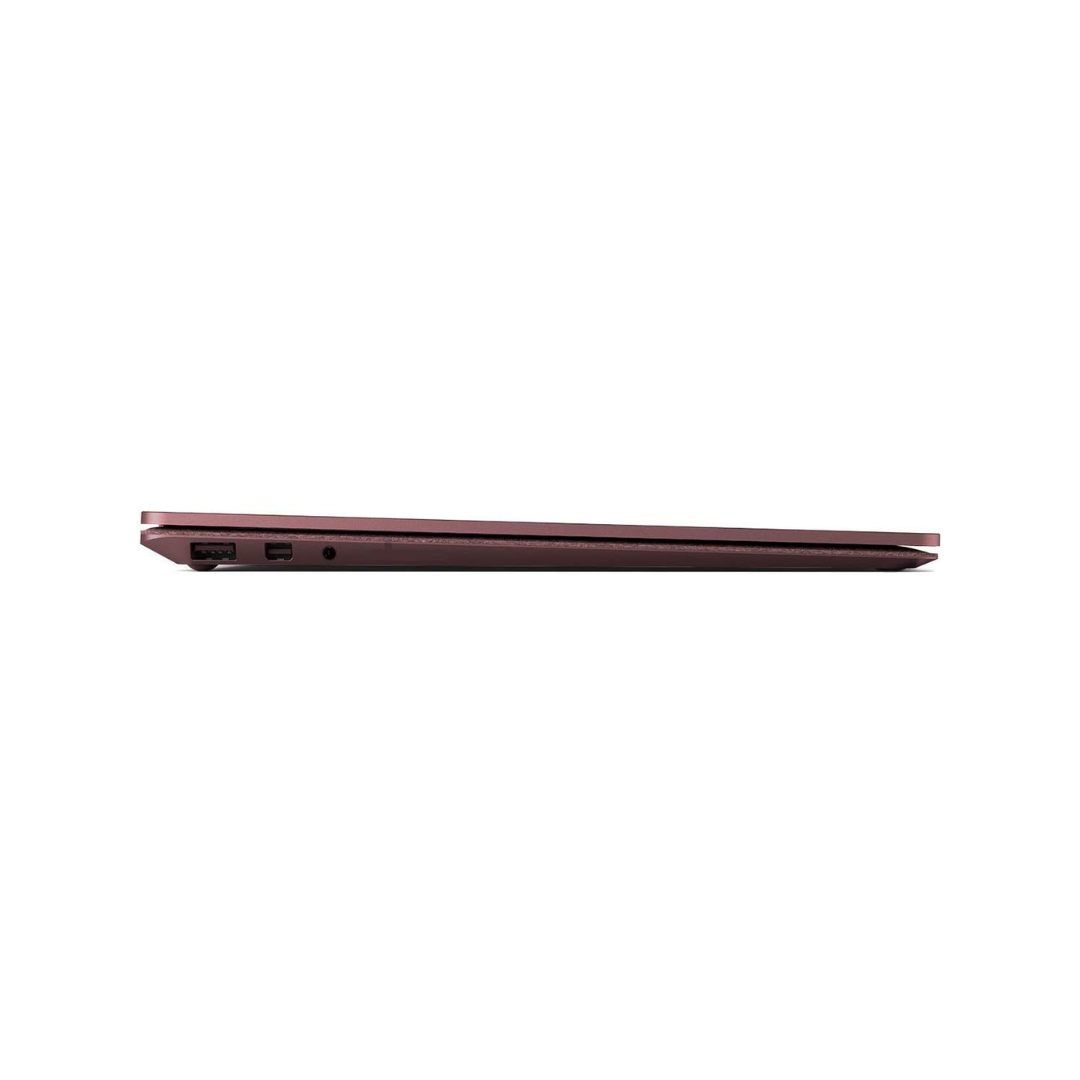 Microsoft Surface Laptop 2 i7 with 16GB RAM, 512GB SSD, 13.5-inch touchscreen in burgundy, shown from a side angle.