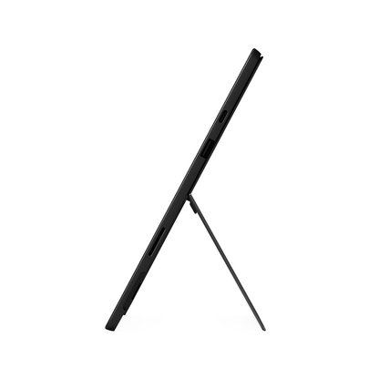 Microsoft Surface Pro 7+ laptop with 12.3-inch touchscreen, Intel Core i7, 16GB RAM, and 256GB SSD in a sleek design.